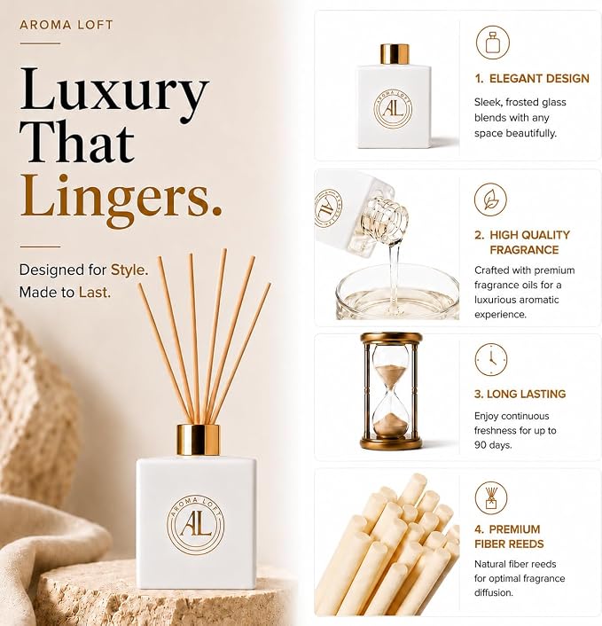 White Reed Diffusers for Home | Premium Fragrance Diffuser | White Diffuser Sticks in Oil Set with Fresh Linen Scent | Smell Good Stuff | Long-Lasting Oil for Bathroom & Office (5 oz)