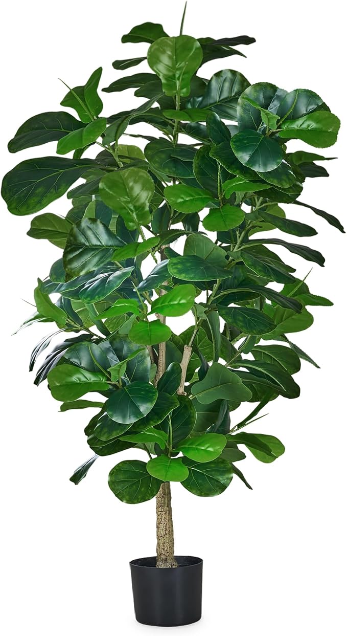 VECELO 6FT Artificial Fiddle Leaf Fig Tree Indoor Outdoor Decor | 71 Inch Tall Fake Floor Plant, 150 Realistic Leaves, Silk Ficus Lyrata in Plastic Pot, Low Maintenance Indoor Corner Decor