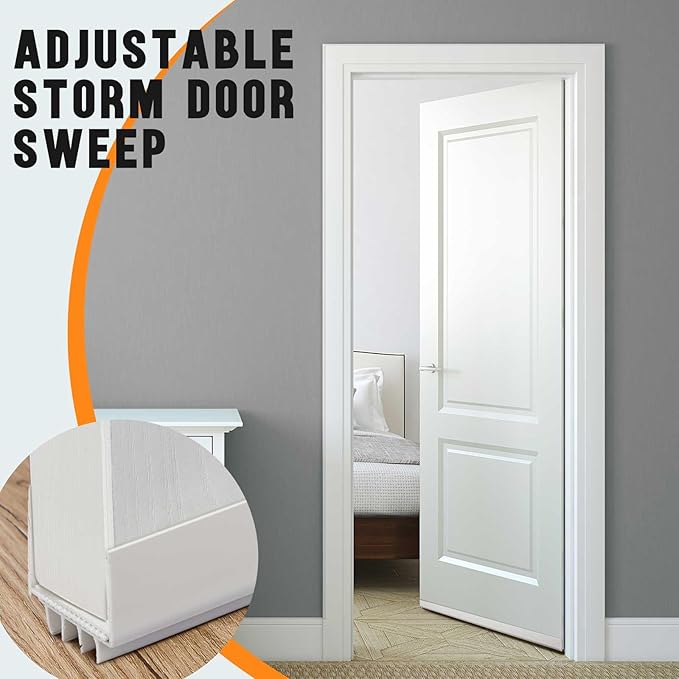 Pickmesh 2 Pcs 36 Inch Adjustable Storm Door Bottom Sweep for Door Seal 1-1/2 to 2-3/5 Inch Replacement Parts Under Draft Stopper Weather Stripping Threshold Seal (White)