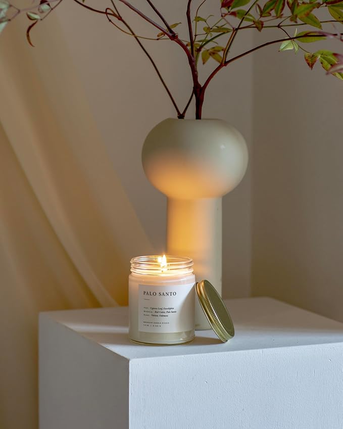 Brooklyn Candle Studio Palo Santo Jar Candle - Cedar and Eucalyptus Luxury Scented Candle, Vegan Soy Wax, Hand Poured in The USA, 50 Hour Slow Burn Time - 7.5 oz