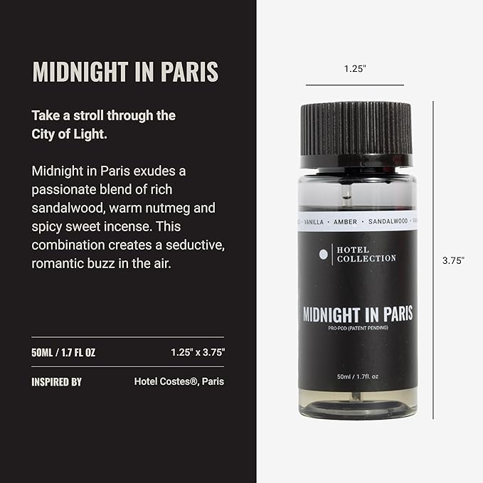 Hotel Collection Diffuser Oil-Midnight in Paris Pro-Pod-Aromatherapy Essential Fragrance Oil-Hints of Lemon, Bergamot, Jasmine& Amber-50ML 1.7 Fl oz