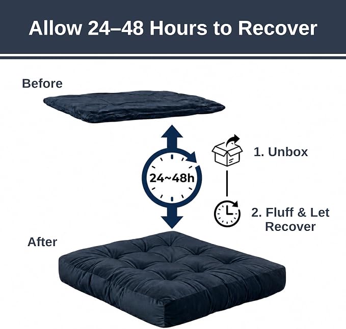 Floor Pillows for Adults Set of 2, Soft Velvet Floor Cushions for Sitting, Square Tufted Floor Pillow Set for Reading Nook, Living Room, Bedroom, 22 x 22 Inch, Navy
