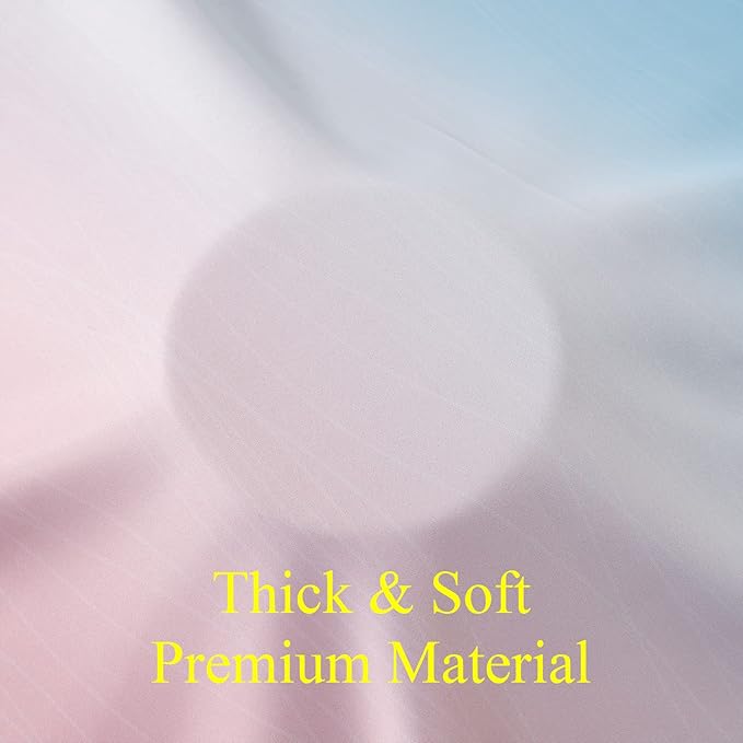 Estelar Textiler Pink and Blue Curtains 63 Inch Length 2 Panels, Ombre Total Blackout Curtains for Bedroom, Grommet Thermal Insulated Gradient Blackout Drapes for Kids Room, 52x63 Inch