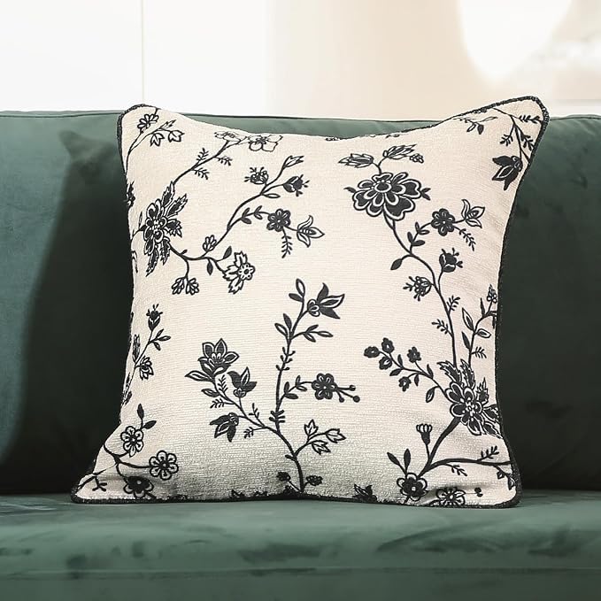 bilin gaier Designer Linen Throw Pillow Covers,18"x18" Set of 2-Callalily A | Square Pillow Cover,Concealed Zipper Design,Floral Pattern,Sofa,Bedroom,Living Room,Lounge Chair,All Season Home Decor