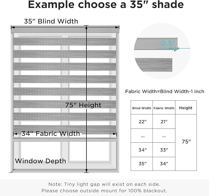 Joydeco Cordless Zebra Blinds (Pro), Dual Layer Light Control Zebra Blinds for Windows, Light-Proof Aluminum Cover, Free-Stop Roller Shades for Home (Gray, Custom Size)