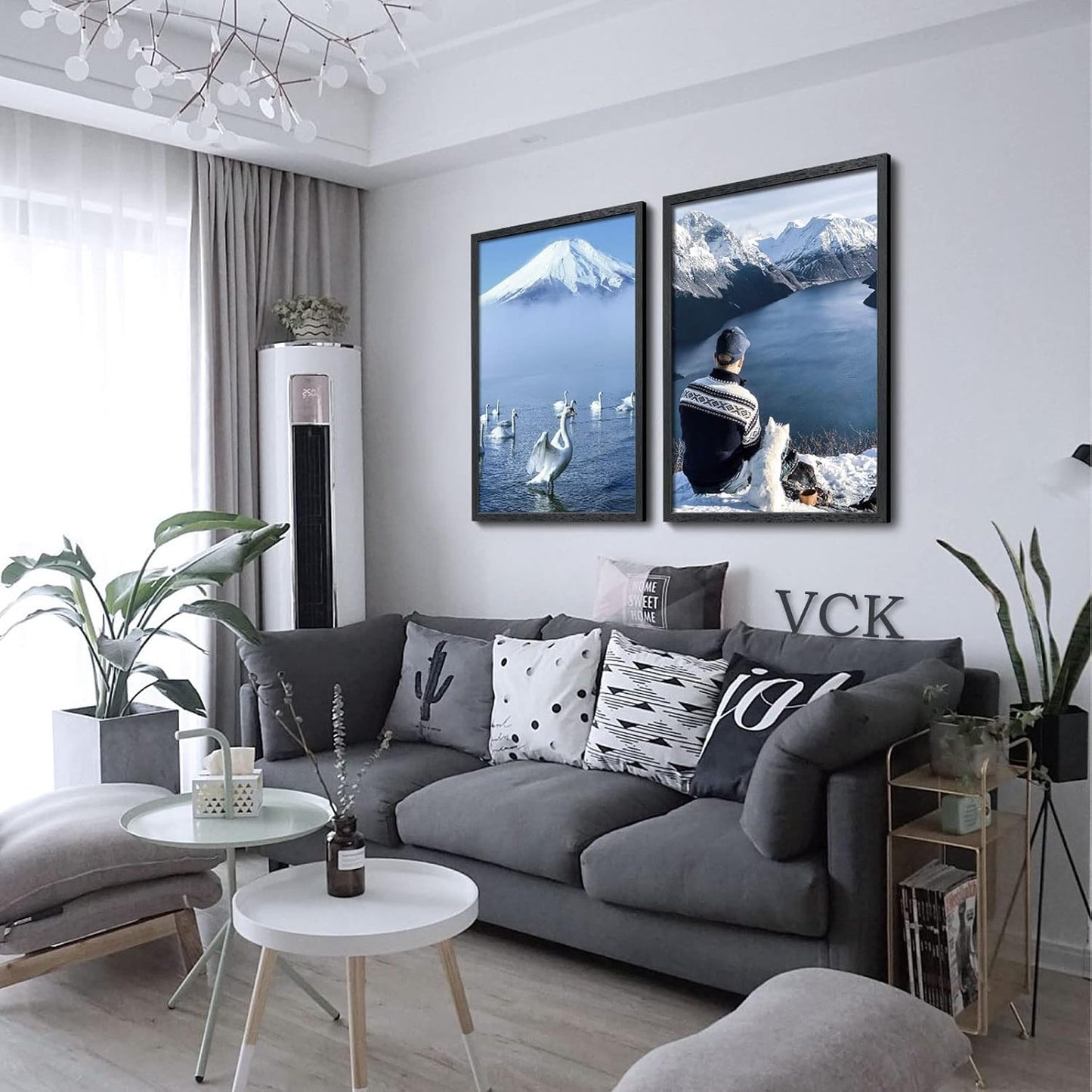 VCK 27x40 Solid Wood Poster Frames Set of 3, Exclusive Woodgrain Black Picture Frame, Wall Mounting Hanging