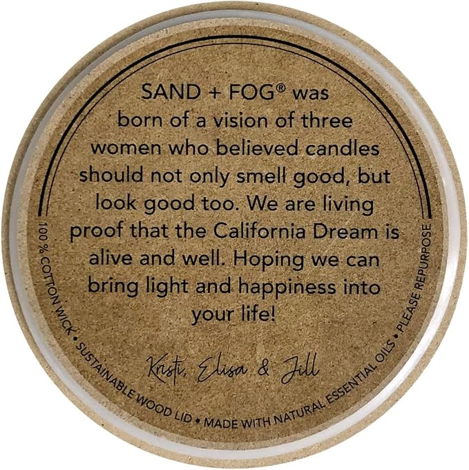 Sand + Fog Scented Candle - Vanilla Sandalwood – Additional Scents and Sizes – 100% Cotton Lead-Free Wick - Luxury Air Freshening Jar Candles - Perfect Home Decor – 12oz