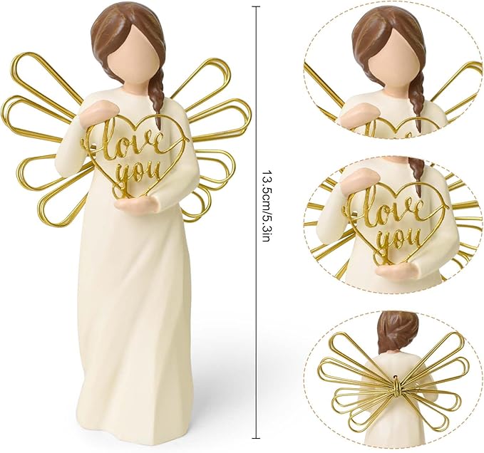 Love You Angel Figurines Gifts, Anniversary for Women, Heartfelt Home Décor Accent, Perfect Sentimental Gift to Girlfriend, Boyfriend, Wife, Husband, Sculpted Hand-Painted Figurine