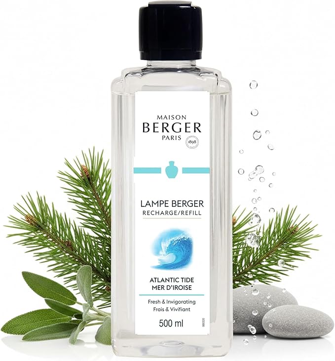 Maison Berger Atlantic Tide Lampe Berger Refill, 500 ml (16.9 fl oz), 2-in-1 Catalytic System, Neutralizes Odors and Diffuses Fragrance, Sage, Siberian Pine, Sea Spray, Made in France