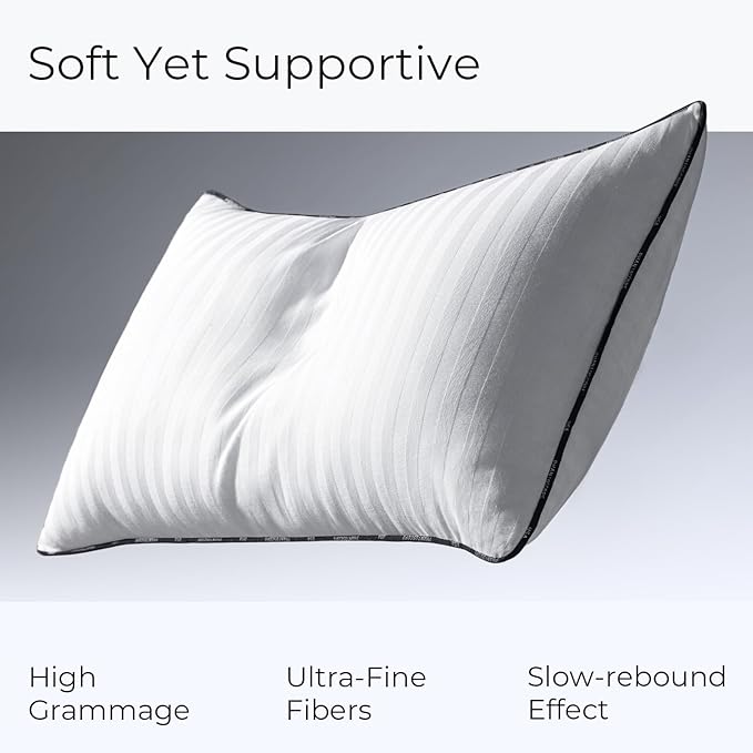Phantoscope Synthetic Down Pillow Insert - 12x20 Down Alternative, Ultra Soft Large Rectangle Throw Pillow with 100% Cotton for Couch Sham, Bed Sleeping (White, Set of 2)
