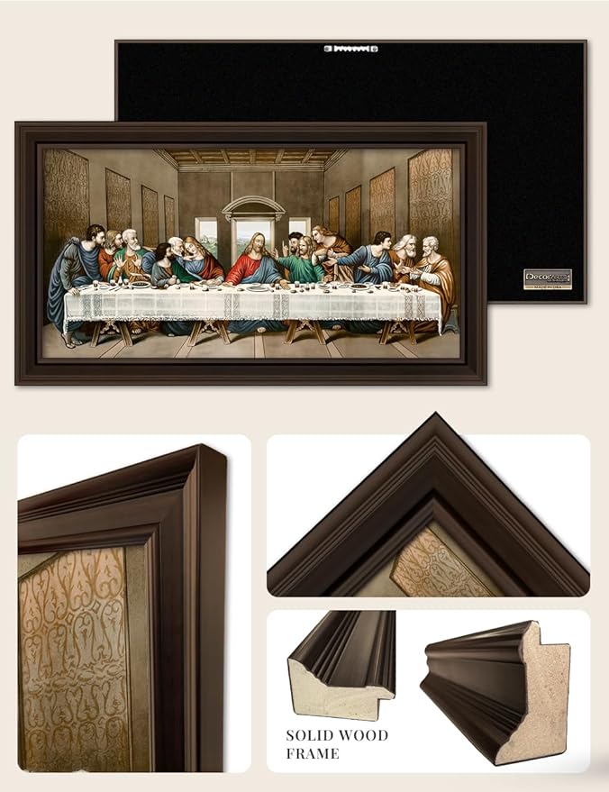 DECORARTS - The Last Supper by Leonardo Da Vinci Giclee Reproduction, Giclee Print on Acid-Free Cotton Canvas with Matching Deep Brown Solid Wood Frame