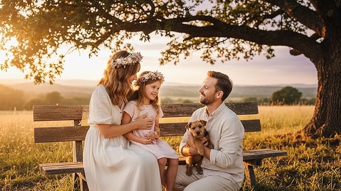 Rustic Preserved Dried Flower Crown Natural Floral Headband with Daisy Cream Mixed Flowers for Women Maternity Brides Bridesmaids Flower Girls Family Photography