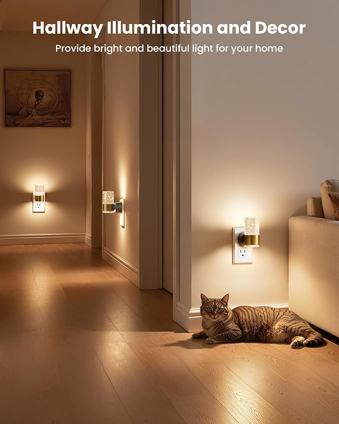VOLISUN LED Night Lights Plug into Wall, Dimmable Night Light 3 CCT & 5 Brightness Levels, Acrylic Bubble Nightlight with Dusk to Dawn Sensor for Hallway, Bathroom, Stair, Nursery Gold 6 Pack