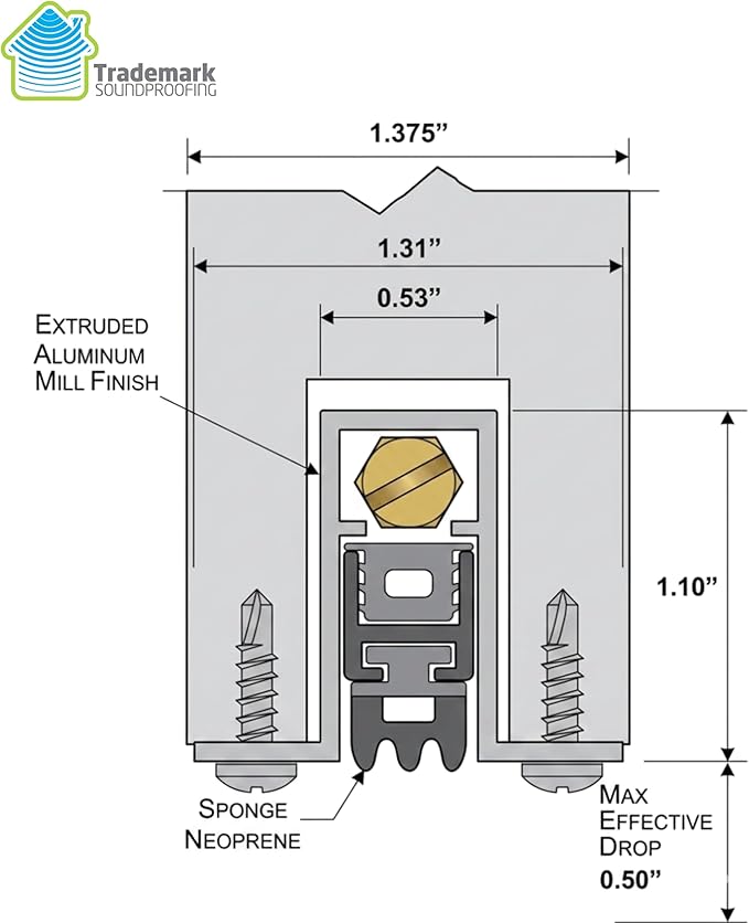 Automatic Door Seal - Exterior Door Seal Bottom Strip Sweep - Professional soundproofing Door Solution and Draft Stopper- Narrow Profile - 36" Inches Cutable to Up to 30" Inches.