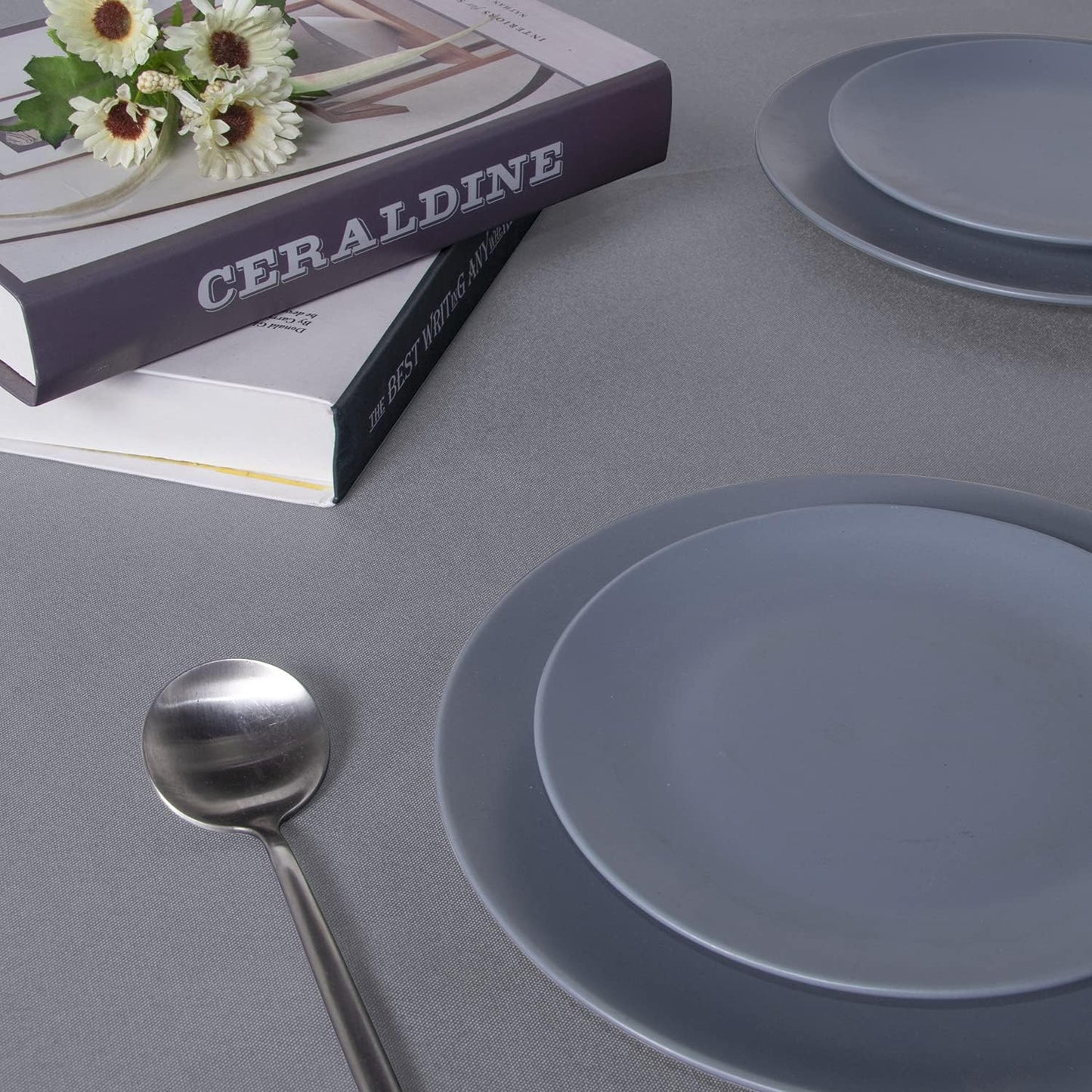 sancua Rectangle Tablecloth - 60 x 120 Inch - Stain and Wrinkle Resistant Washable Polyester Table Cloth, Decorative Fabric Table Cover for Dining Tables, Buffet Parties and Camping, Light Grey