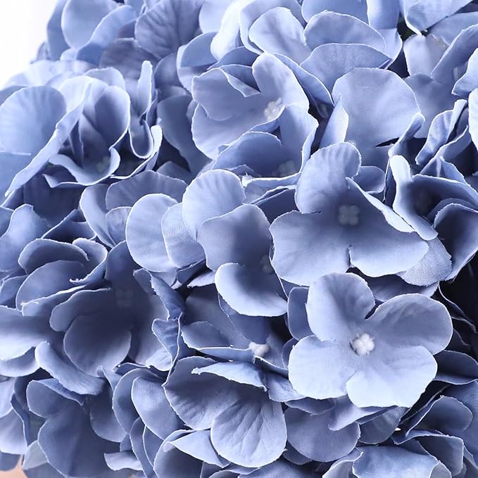 AVIVIHO 105PCS Dusty Blue Fake Flowers Hydrangea Artificial Flowers Bulk (Not Squished, No Steaming Need) Silk Flowers with Stems for Wedding Decor,Home,Baby Shower,Table Centerpieces Decoration
