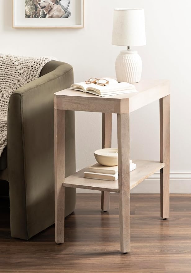 Kate and Laurel Talcott Modern Rectangle Wood Side Table; 22 x 14 x 26; Light Natural Wood; Transitional Decorative Two-Tier End Table for Use as a Bedroom Nightstand or Living Room Accent