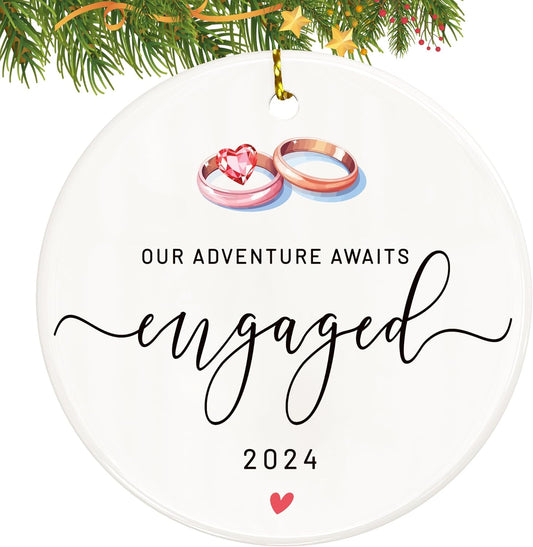 Engagement Christmas Ornament for Newly Engaged - Just Engaged Gift for Bride to Be by [Brand]