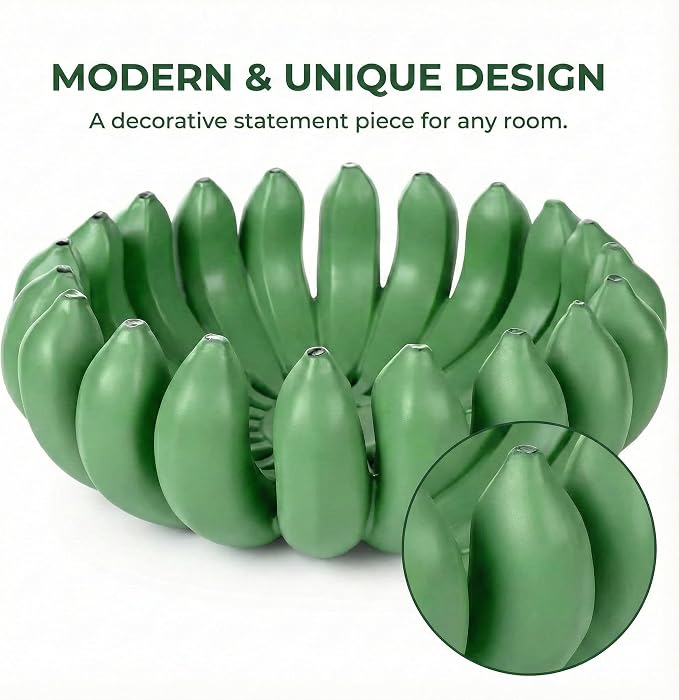 12 inch large Banana fruit bowl holder Handcrafted Art Centerpiece - Modern bowl for Kitchen,Dining Table & Entryway - Home Decor - Premium gifts - Sculptural Home Decor. (Green)