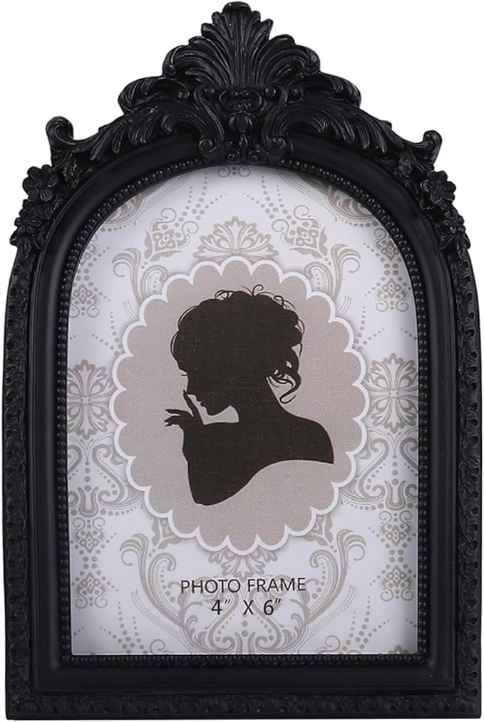 SIKOO Vintage Picture Frame 4x6 Black Gothic Picture Frame Wall Mount or Tabletop Display Antique Wall Decor Gallery Ornate Gothic Home Decor