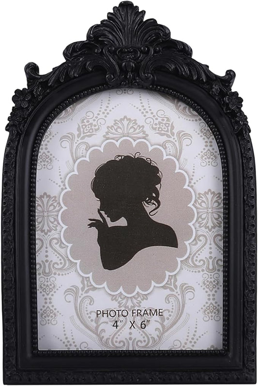 SIKOO Vintage Picture Frame 4x6 Black Gothic Picture Frame Wall Mount or Tabletop Display Antique Wall Decor Gallery Ornate Gothic Home Decor