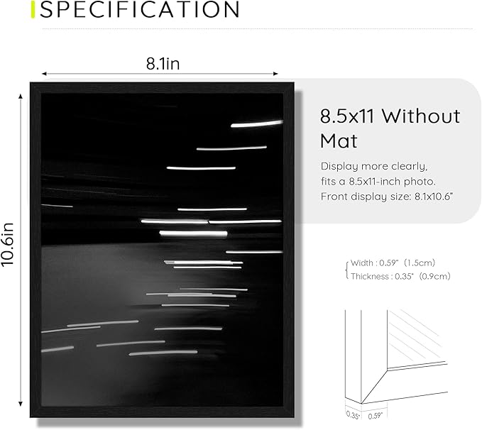 Picrit 8.5 by 11 Picture Frame Set of 12, Wall Gallery 8.5 x 11 Photo Frames without Mat, Multi Photo Display for Home Decor, Black