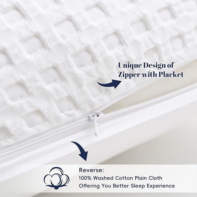 PHF 100% Cotton Waffle Weave Euro Sham Covers, 2 Pack 26" x 26" Bed Pillow Covers for Elegant Home Decor, No Filling, Luxury Aesthetic Soft Euro Pillow Cases for Bed, White