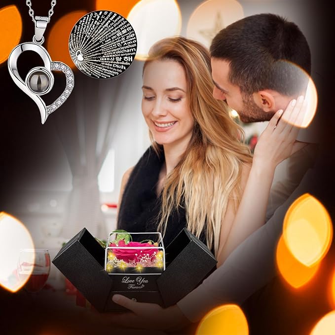 ENERLEAF Preserved Burgundy Real Rose-Eternal Flowers Rose Gifts for Mom Grandma Wife Girlfriend on Mothers Day Birthday