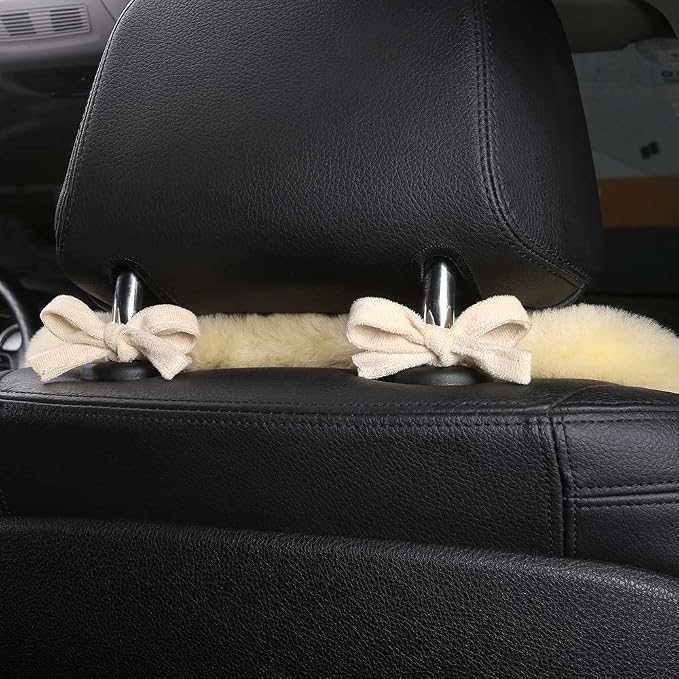 OGLAND 100% Natural Fur Sheepskin Universal car seat Covers for seat Cushion Accessories Automobiles (3 Pack Front, Teak)