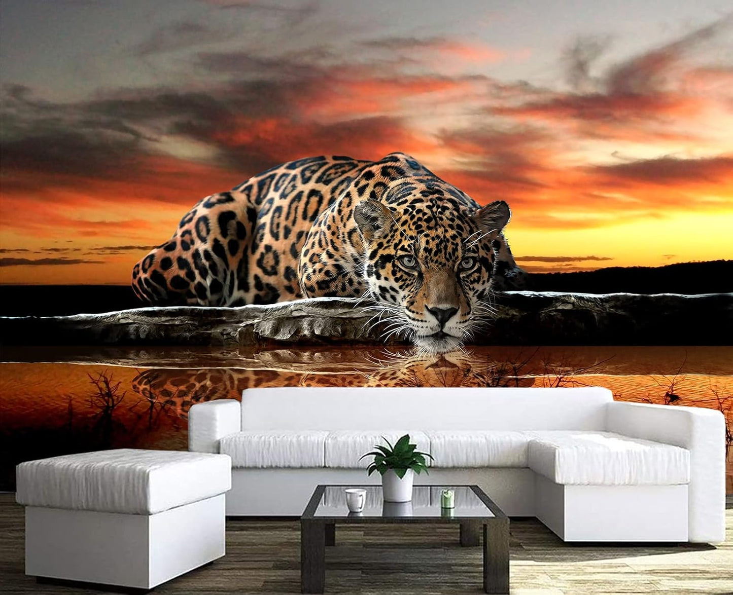 Animal Leopard 3D Wallpaper Mural Peel and Stick 98" x 58"