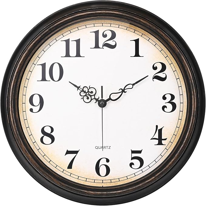 Yoiolclc Large Wall Clock 16 Inch Silent Non-Ticking Vintage Wall Clocks Battery Operated for Living Room Office School (Bronze)