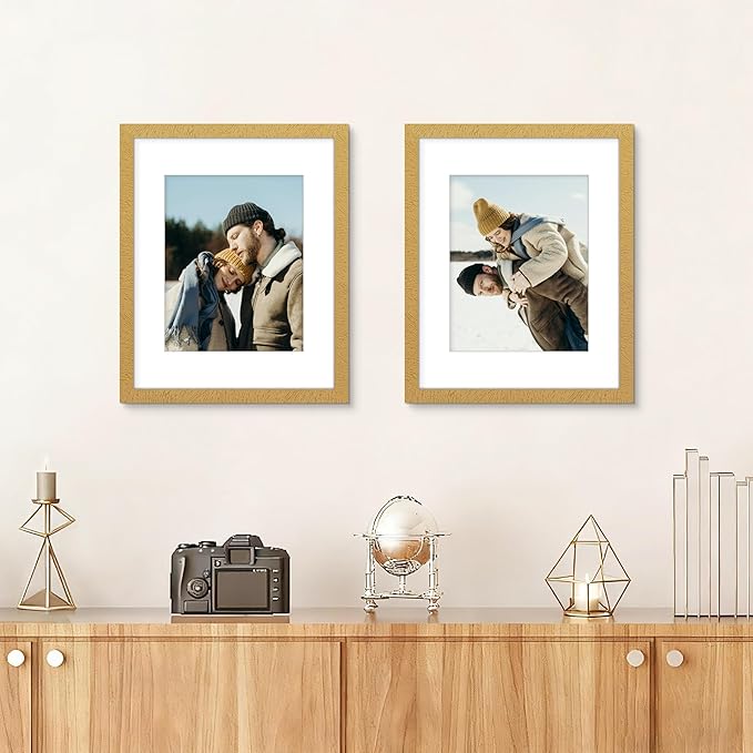 Picrit 18x24 Picture Frame Set of 12, Display Photos 16 x 20 with Mat or 18 x 24 without Mat, Wall Gallery Poster Frames Display for Home Decor, Gold