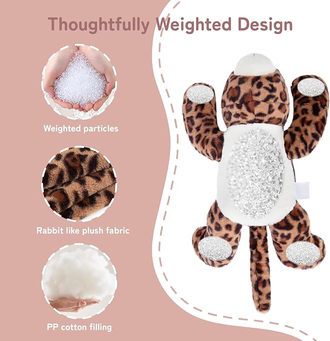 Niuniu Daddy 20" | 3.3lb Leopard Weighted Stuffed Animals for Kids & Adults, Weighted Plushies Pillow for Sleeping, Cute Lying Toy Large Huggable Gift for Everyday Comfort