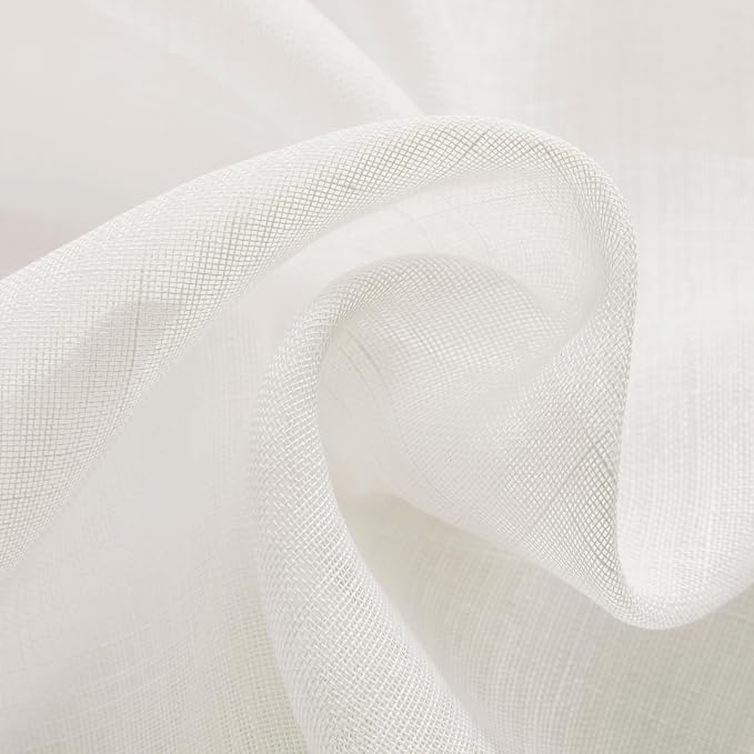 Joydeco Sheer Curtains 72 Inches Long, Cream Curtains for Living Room 2 Panels Set, Ivory Curtains Window Privacy Assured with Light Filtering(W52 x L72 Inch,Ivory)