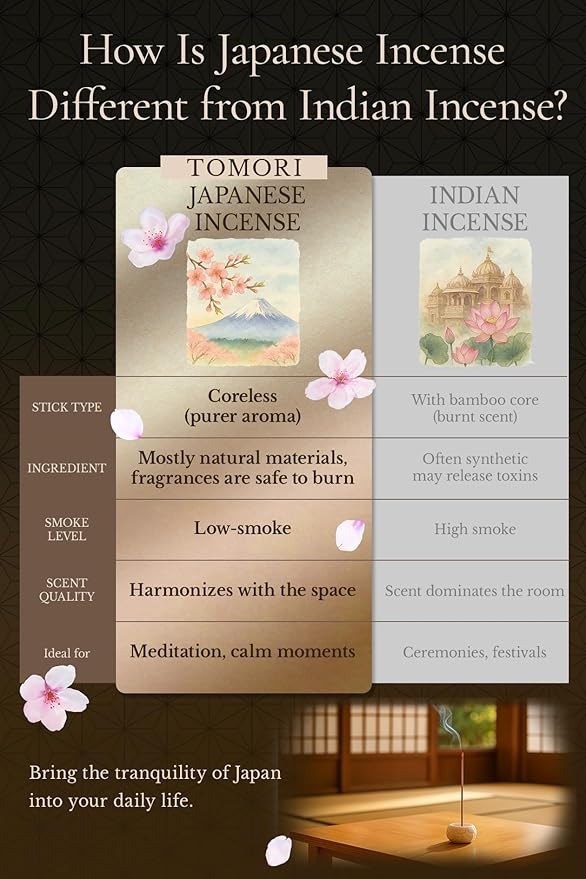 Agarwood Premium Japanese Incense Sticks 60sticks Coreless Low Smoke Natural Charcoal Free Non Toxic Temple Kyoto Aroma Aromatherapy Meditation Calming Stress Relief Relaxation Yoga Zen TOMORI