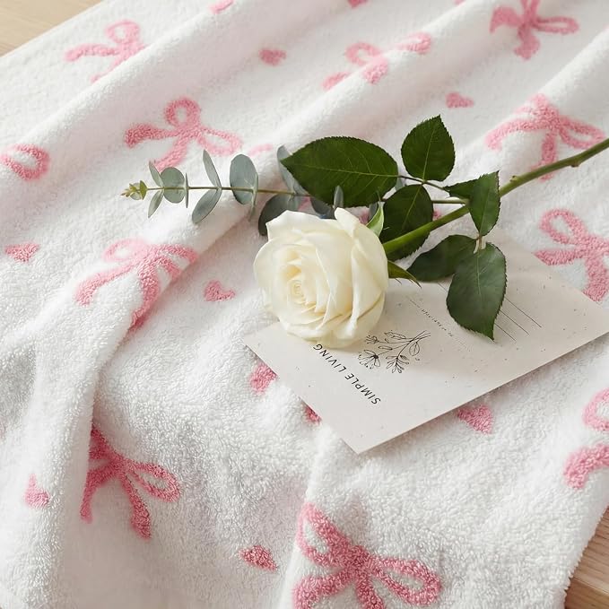 WRENSONGE Soft Throw Blanket for Couch-Cozy Reversible Knitted Blankets | Lightweight Warm Fluffy Decor for Women, Mom, Her & Girls, Sofa, Chair, Bed, 50x60in,Bubble Bowknot Pink