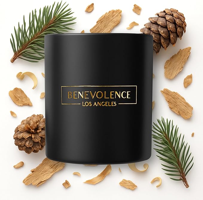 Benevolence LA Premium Pine Wood Scented Candle – Long-Lasting, 45-Hour Burn – Luxury Natural Soy Candle for Home – Aromatherapy & Room Decor – 8oz