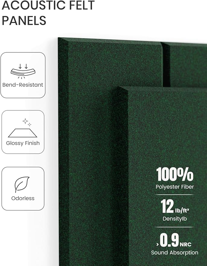 Fluxynara Large Felt Bulletin Board 48" x 36" Cork Board Alternative-12 Pack with 70 Safe Removable Adhesive Tabs, Cork Boards for Walls Cork Board for Home Office Classroom Pin Board- Pine Green