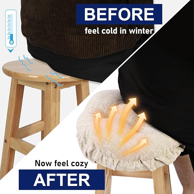 SINOSSO Modern Bar Stool Cushion Dia.13, Fashion Interweaving Design Anti-Skid Silicone Round Stool Seat Cushion Cover Padded (Beige, M,1)