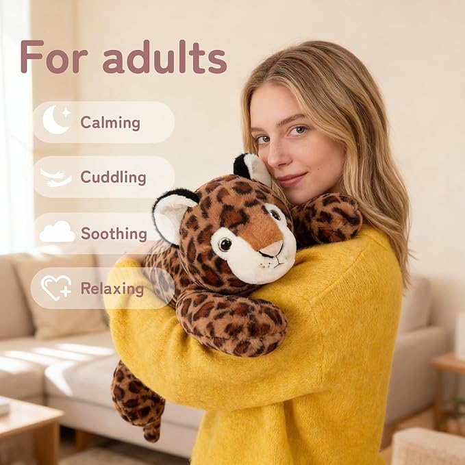 Niuniu Daddy Leopard Weighted Stuffed Animals for Kids & Adults, 24" | 5lb Large Weighted Plushies Pillow for Sleeping and Calming, Cute Lying Toy Huggable Gift for Everyday Comfort