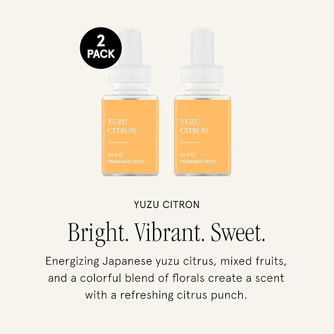 Pura Smart Home Scent Refill - Long-Lasting Premium Fragrance per Refill - Clean Diffuser Fragrance for Home, Office & Apartment - 2 Pack, Yuzu Citron