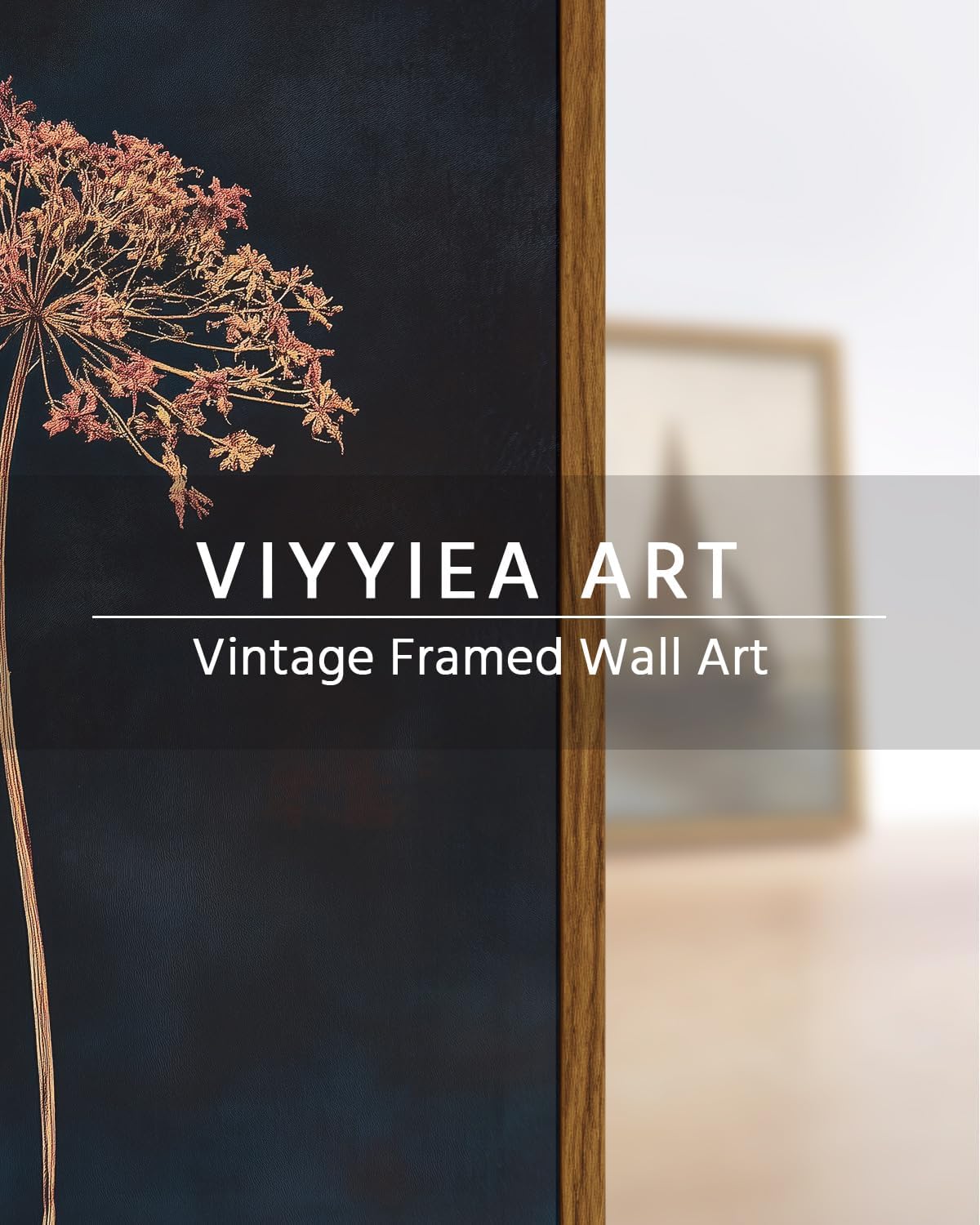 VIYYIEA Framed Canvas Wall Art, Dried Flowers Wall Art for Living Room, Plant Oil Painting Picture, Vintage Home Decor, Bathroom Wall Decor -【Queen Anne's Lace】-(10L x 8W)