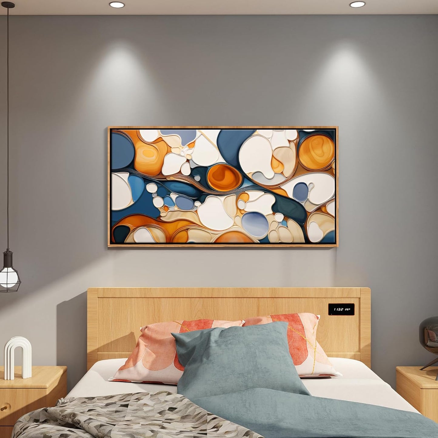 Abstract Canvas Wall Art - Colorful Framed Wall Decor for Living Room, Bedroom, Office - Large Modern artwork picture, Bedroom Aesthetic Room Wall Decorations, Oil Painting Wall Art