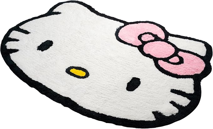 Jay Franco Hello Kitty Plush White Fluffy Accent Rug - 4 x 3 ft Area Rug for Bedroom or Living Room Decor