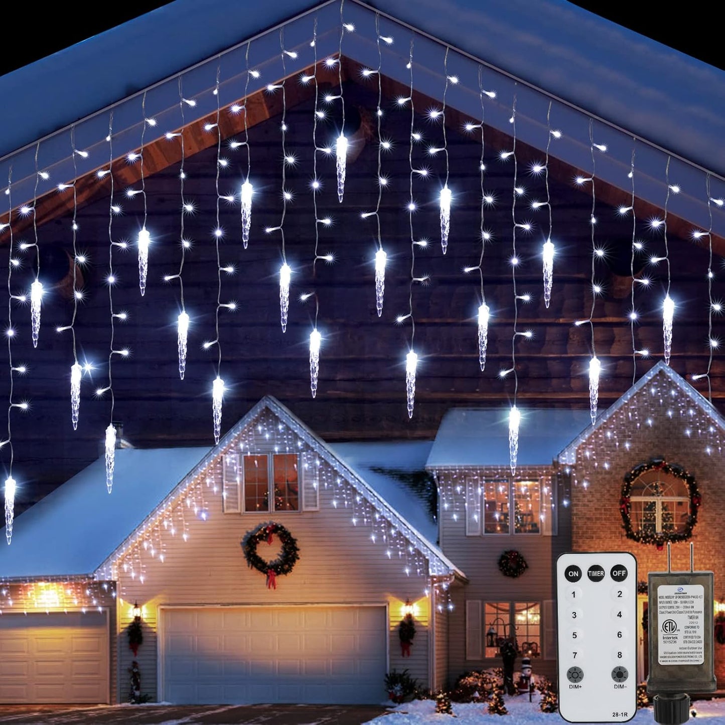 Icicle Lights Outdoor, 33 FT 400 LED Christmas Lights with 60 Drops, Waterproof Connectable Icicle Christmas Light Outdoor with Remote and Timer, 8 Light Modes Christmas Decorations for Roofline
