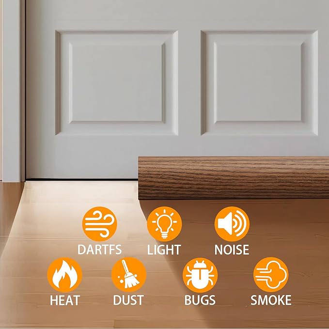 2 Pack Door Draft Stopper 36" Adjustable Under Door Draft Stopper Soundproofing 30 Inch to 36 Inch Noise Blocker Seal Large Gap up to 1.2", Easy to Install Wood Color