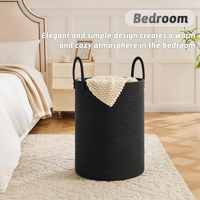 Artfeel Laundry Basket,Woven Cotton Rope Laundry Hamper,60L for Decorative Storage of Dirty Clothes,Toys and Blankets in Bathroom,Baby Room and Living Room