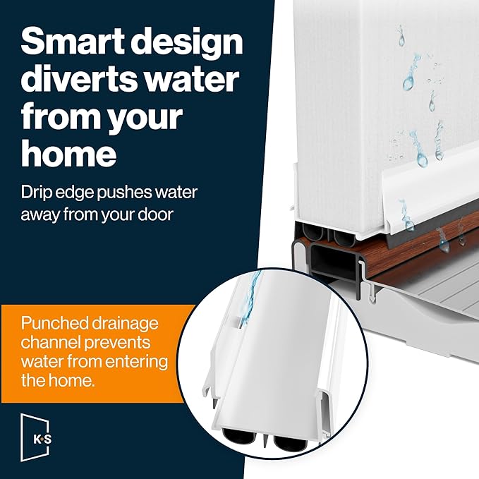 Patent Pending, Adjustable Double Bubble Door Sweep, Draft Stopper, Under Door Seal for Exterior Doors, 1 3/4" x 36", White (36 inch 2 pk)