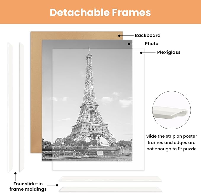 upsimples 12x16 Picture Frame White 3 Pack, Scratch-Proof Poster Frames 12 x 16 for Photo Gallery - Slide-In Strips, Horizontal or Vertical Wall Mounting