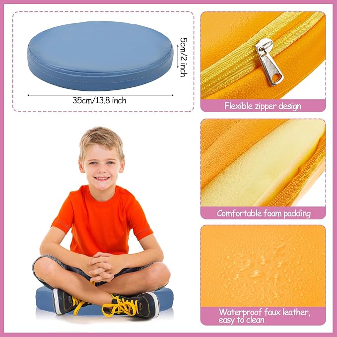 Juexica 4 Pcs Extra Thick Flexible Seating Floor Cushions Assorted Colored Pillow Floor Cushions for Classroom Soft Flexible Seating for Learning Sitting Office School Chair (Mixed Colors,Round)
